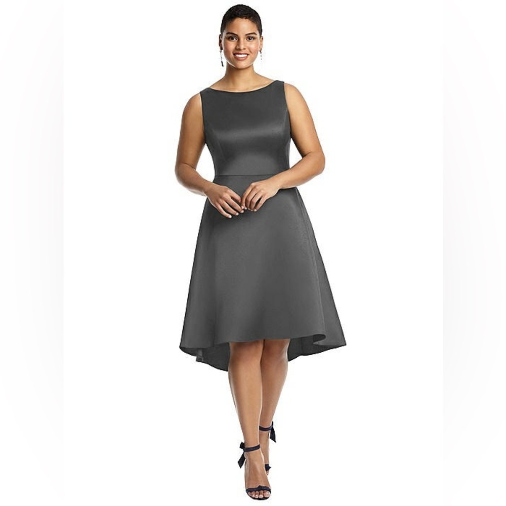 Alfred Sung Dress Sz 14 High Low A-line Fit&Flare Cocktail Scoop Back Feminine